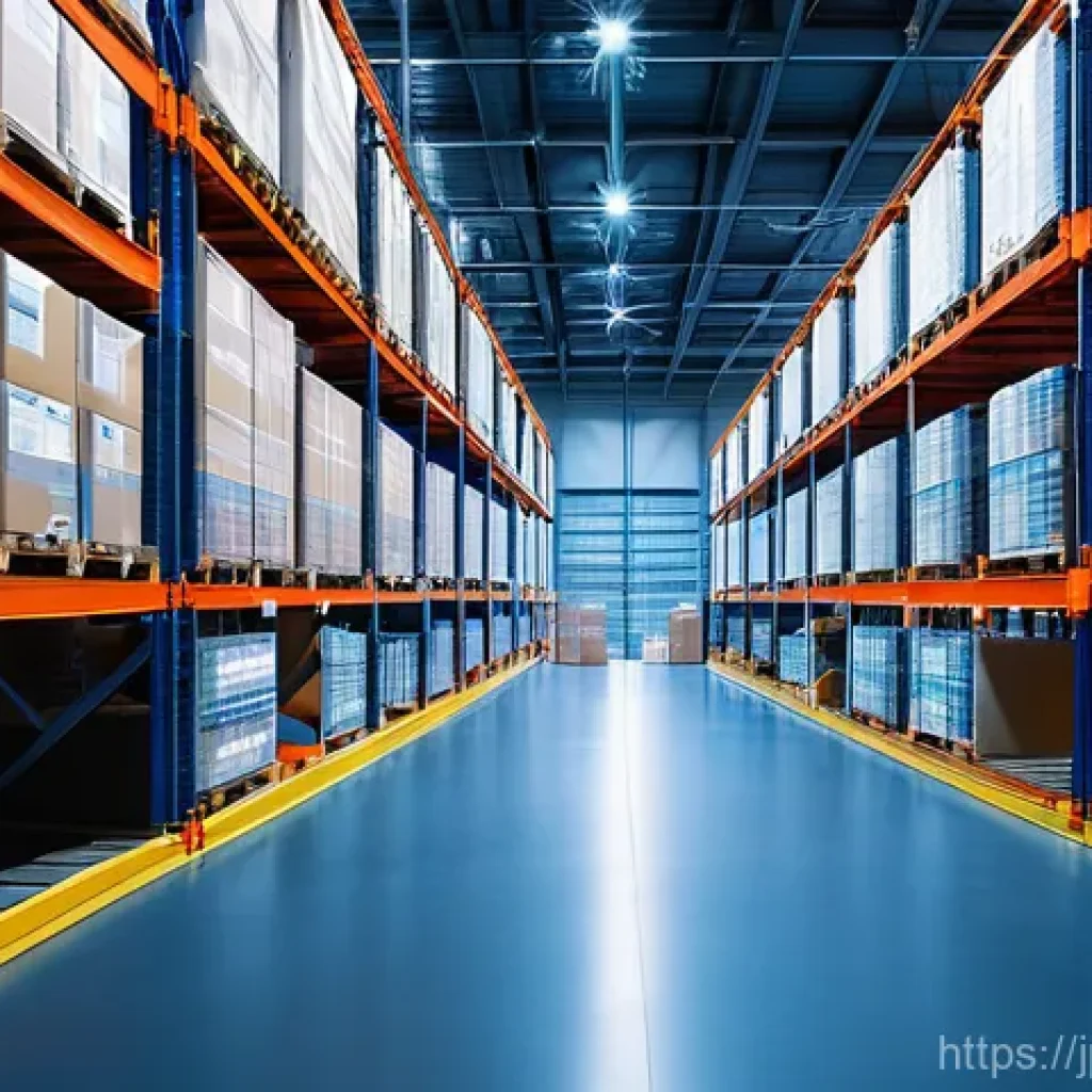 SCM에서의 혁신적 접근 방법 - **Prompt 1: Real-time Visible Logistics with IoT Sensors**
    An ultra-modern, clean logistics ware...