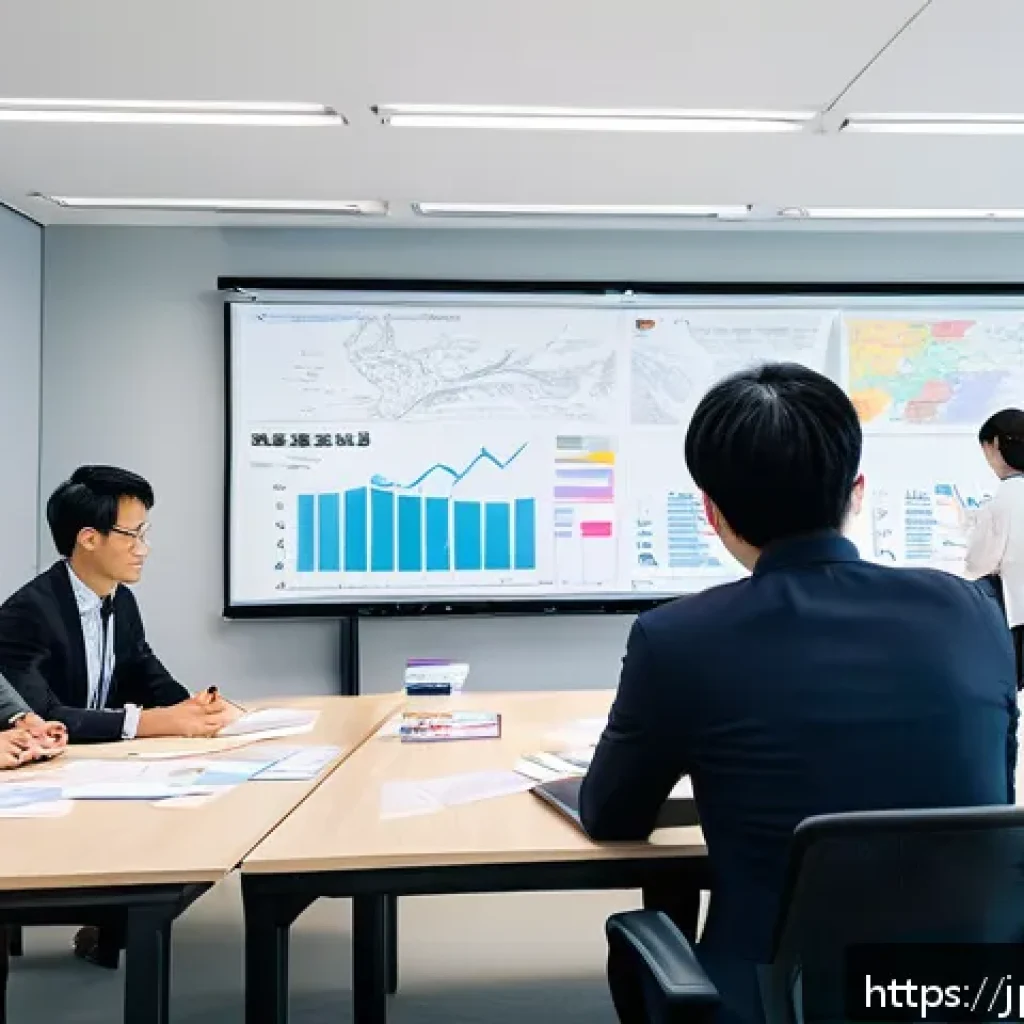 SCM 실무에서의 창의적 문제 해결 - A modern Japanese office scene featuring a diverse cross-functional team actively engaged in scenari...