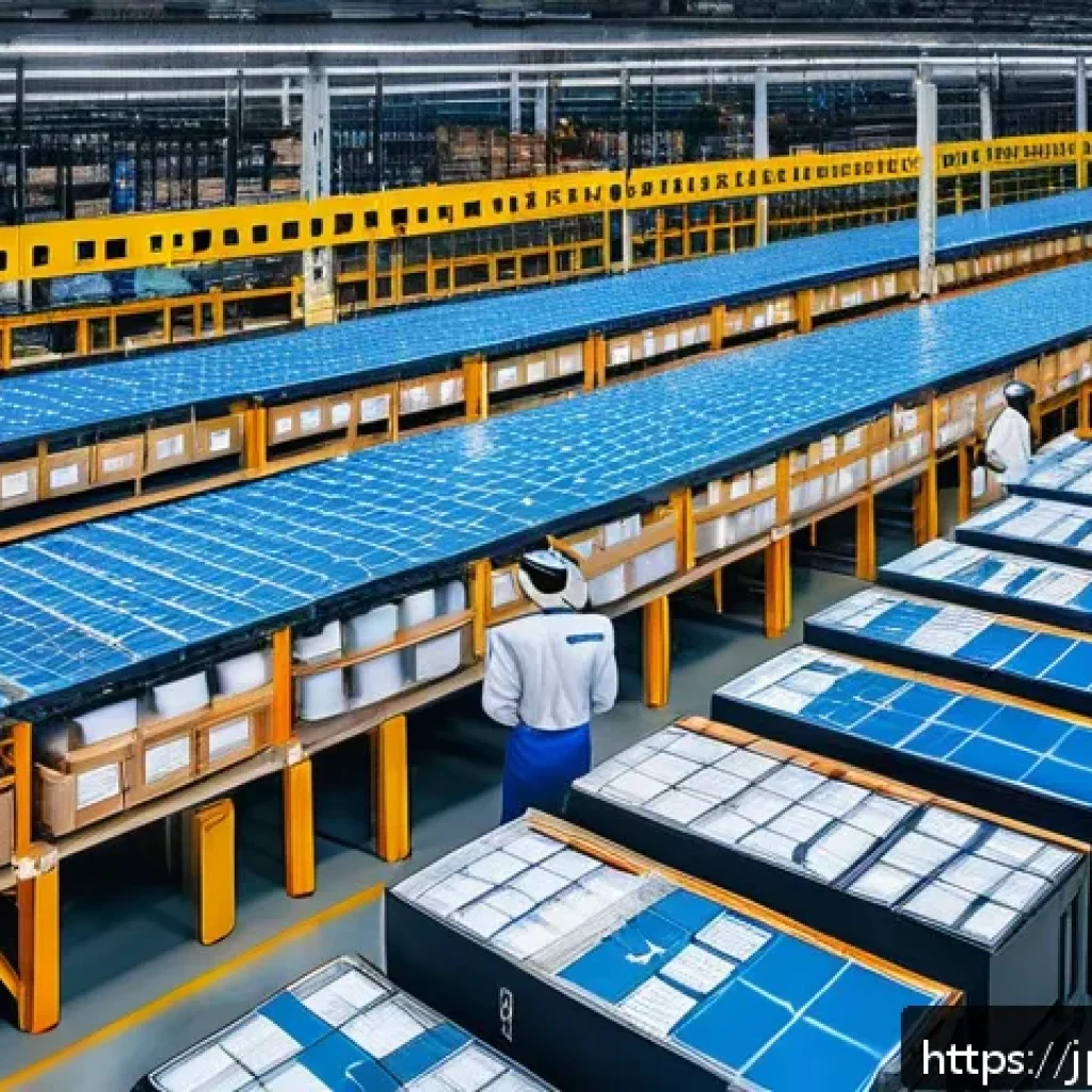 공급망관리와 비용 최적화 전략 - A modern Japanese logistics warehouse with advanced automation robots and AI systems efficiently sor...