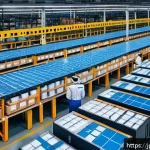 공급망관리와 비용 최적화 전략 - A modern Japanese logistics warehouse with advanced automation robots and AI systems efficiently sor...