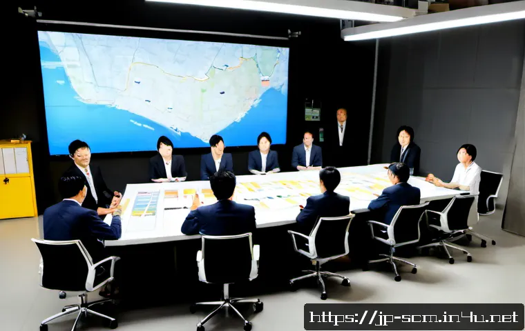 공급망관리의 실무 도전 과제 - Photorealistic Japanese logistics operations center during a supply chain disruption, diverse Japane...